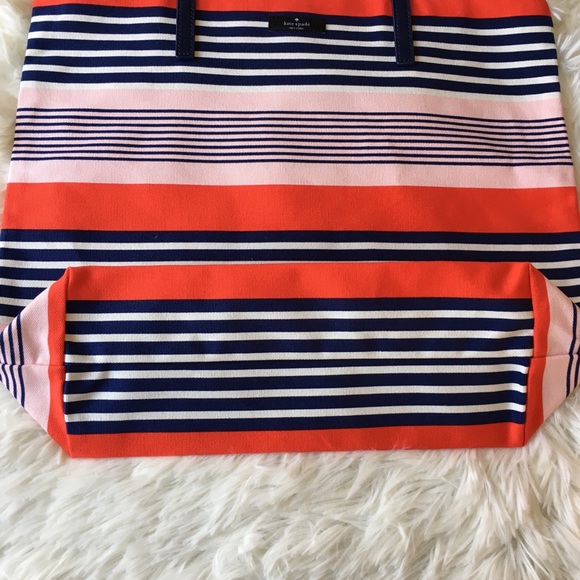 NWT Kate Spade Bon Shopper Pink&Navy Striped Tote - Picture 6 of 7
